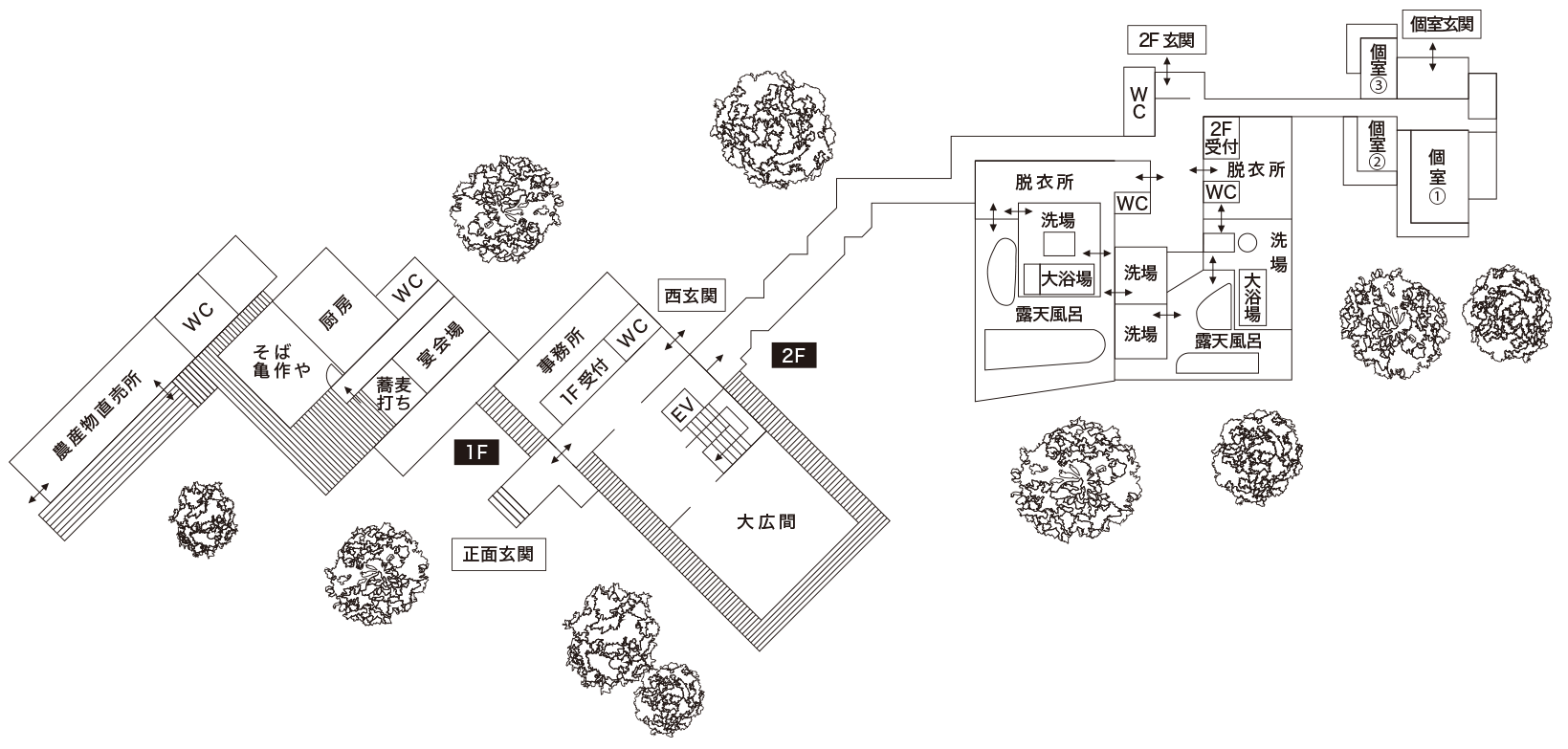 ささらの湯外観マップ