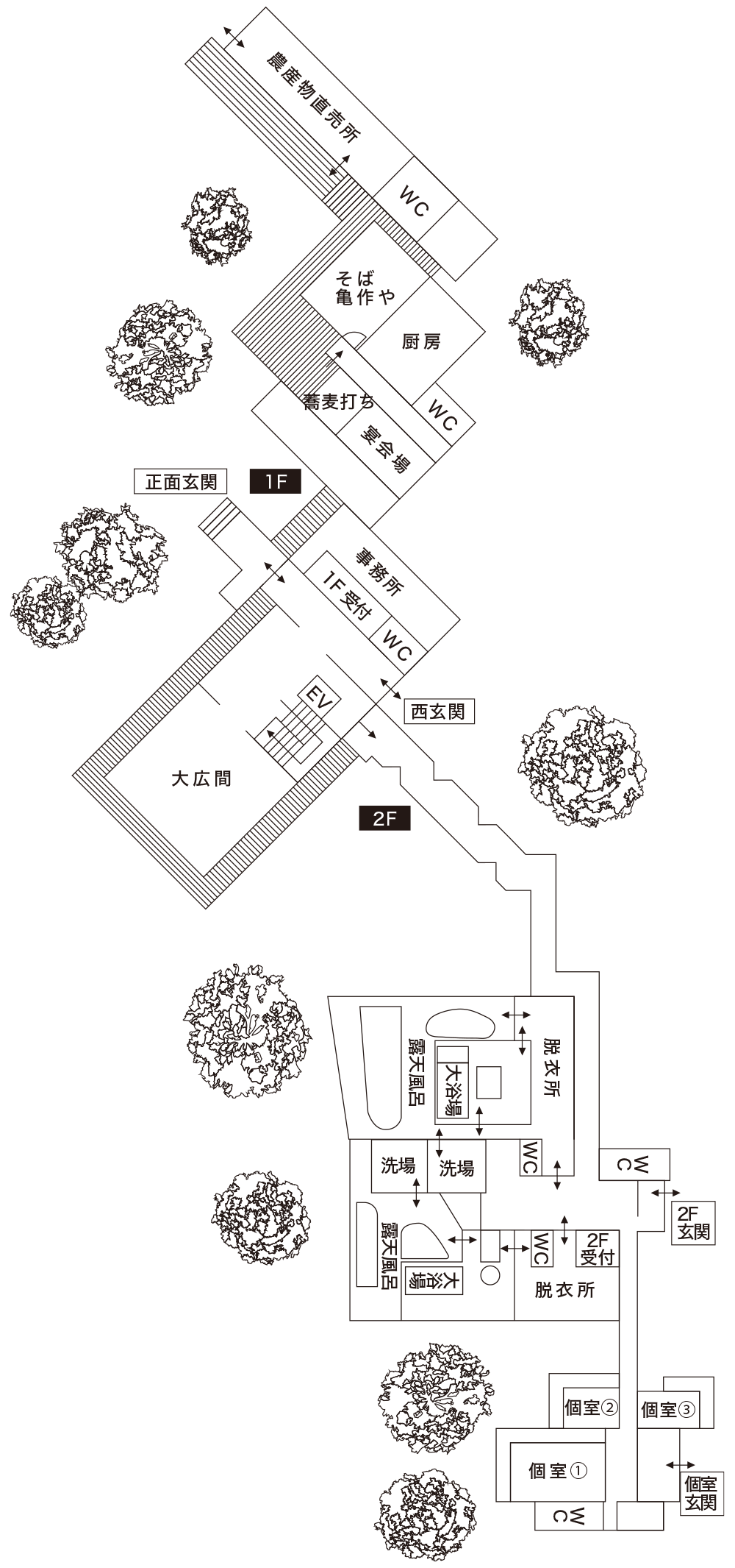ささらの湯外観マップ